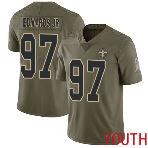 New Orleans Saints Limited Olive Youth Mario Edwards Jr Jersey NFL Football #97 2017 Salute to Service Jersey->youth nfl jersey->Youth Jersey